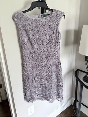 Ralph Lauren Evening - Lace Sleeveless Dress - Gray